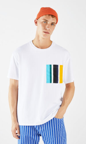 T-Shirt With Colored Pocket